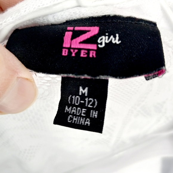 Iz Byer Size Medium 10-12 White Lace Attached Tank Dressy Open Front  Cardigan - Picture 2 of 7